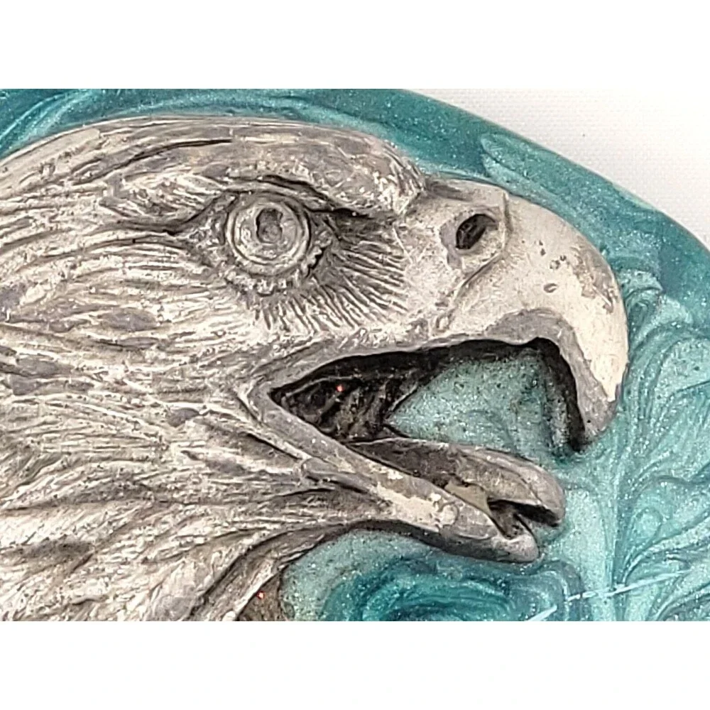 Vintage 1987 Siskiyou Turquoise Enamel Pewter 🦅Eagle Belt Buckle